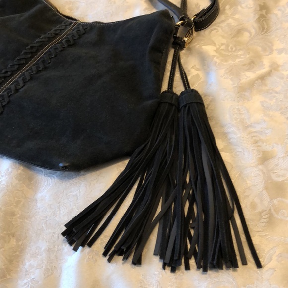 W J DESIGN BRASILEIRO LARGE BLACK LEATHER HANDBAG TASSELS METAL ZIPPER - #172 - Picture 10 of 16